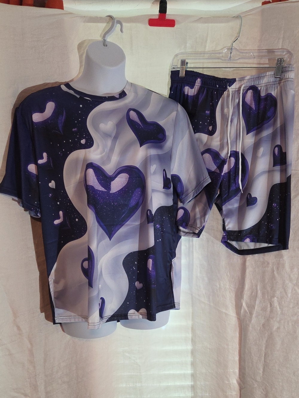 Purple Heart Graphic Tee & Shorts Set
